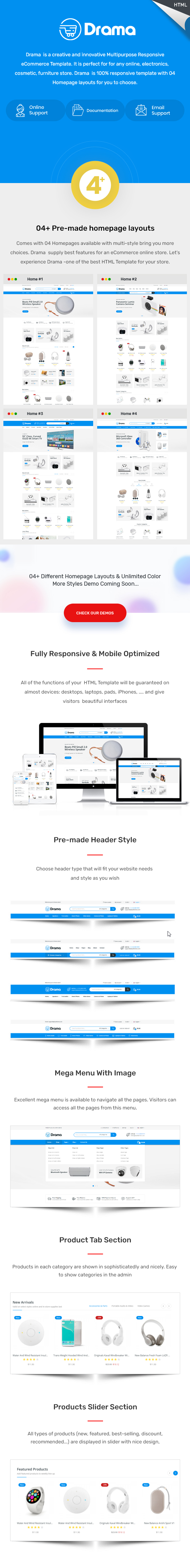 Drama - Responsive Electronics eCommerce HTML Template - 1