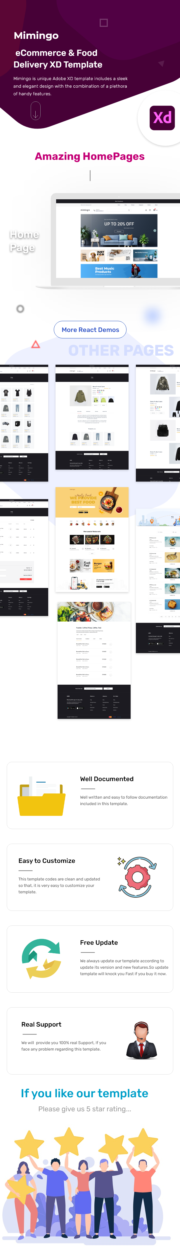 Mimingo - eCommerce & Food Delivery XD Template - 1